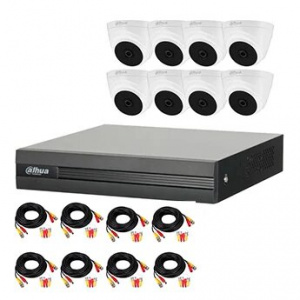 Kit HDCVI 8 Cámaras domo con disco 1 TB Dahua